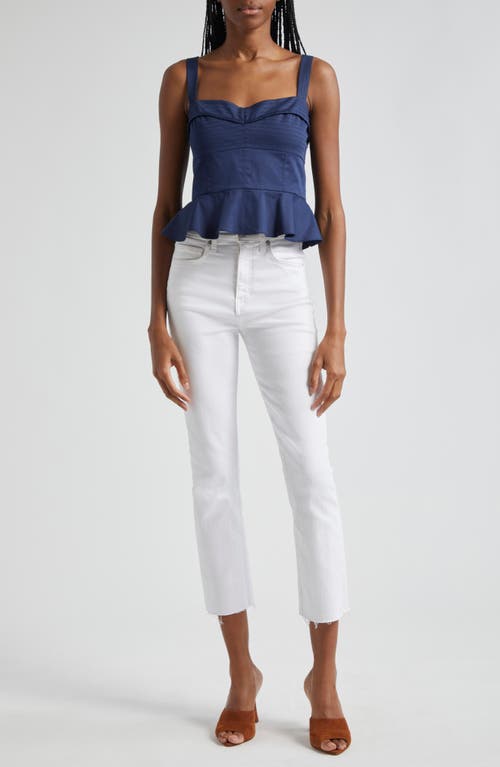 Shop Veronica Beard Carnegie Cotton Blend Peplum Top In Marine