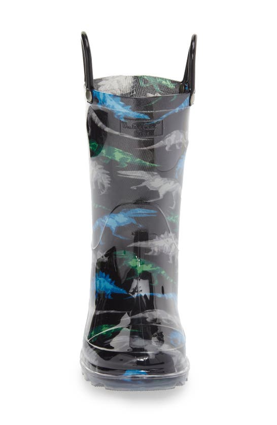 Western Chief Dinosaur Friends Light-up Waterproof Rain Boot In Black