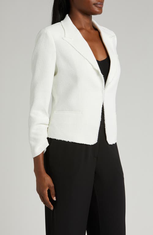 Halogen Raw Hem Crop Blazer In New Ivory