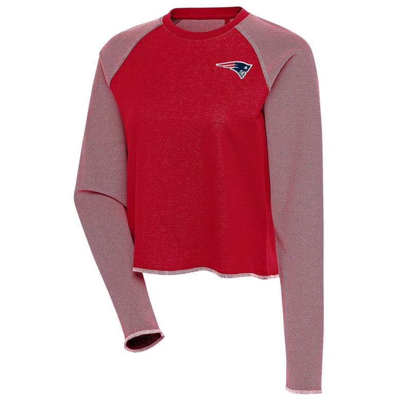 Shop Antigua Red/white New England Patriots Play Long Sleeve T-shirt