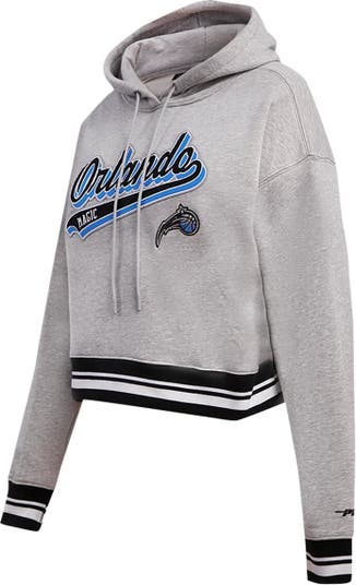 Women's Pro Standard Heather Gray Orlando Magic Script Tail Cropped  Pullover Hoodie
