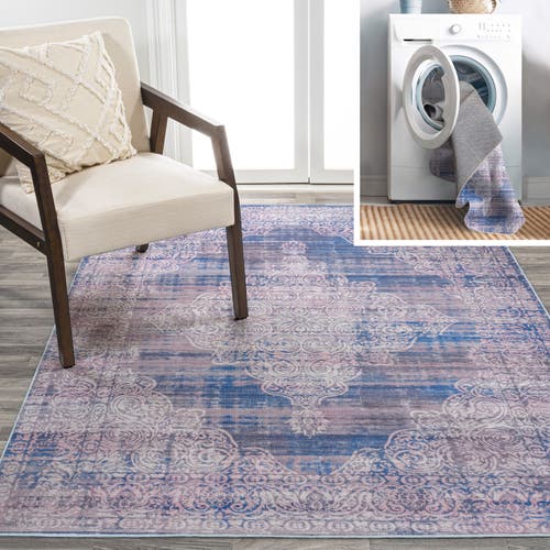 Jonathan Y Regis Bohemian Medallion Machine-washable Area Rug In Blue