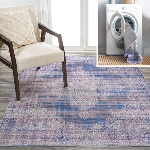 Shop Jonathan Y Regis Bohemian Medallion Machine-washable Area Rug In Blue