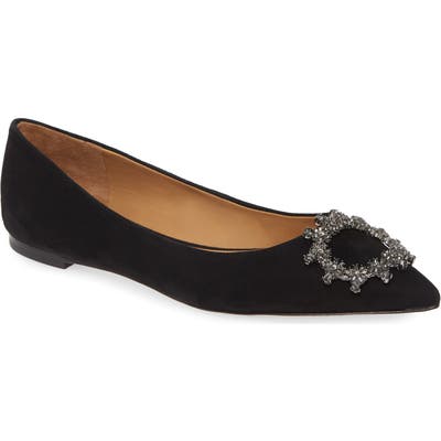 Tory Burch Crystal Buckle Flat, Black
