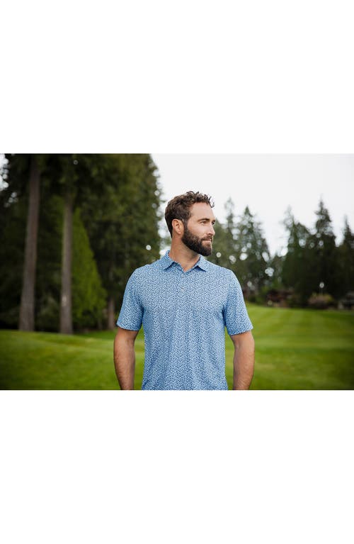Cutter & Buck Magnolia Scatter Print Performance Polo In Atlas/navy Blue