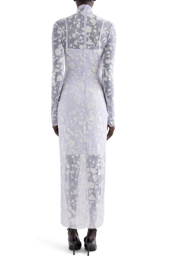 Shop Givenchy Floral Tulle Overlay Long Sleeve Dress In Lilac/ Beige