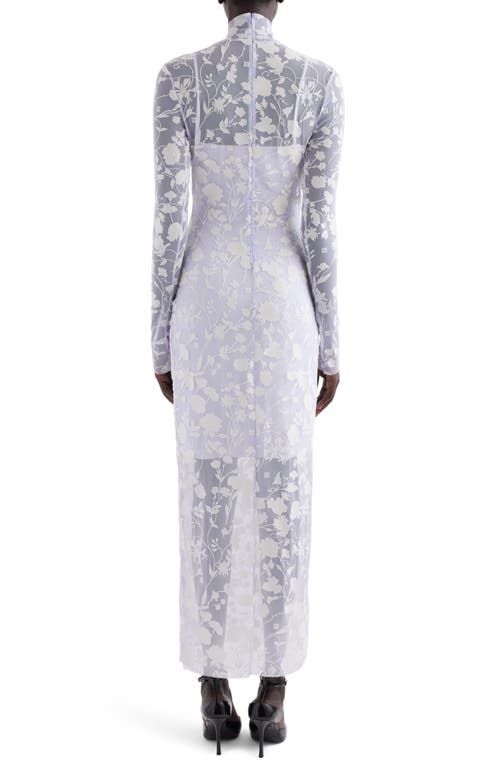 Shop Givenchy Floral Tulle Overlay Long Sleeve Dress In Lilac/beige