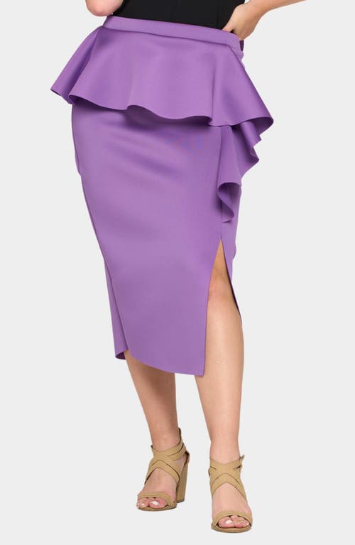 Shop L I V D Ruffle Peplum Midi Skirt In Orchid