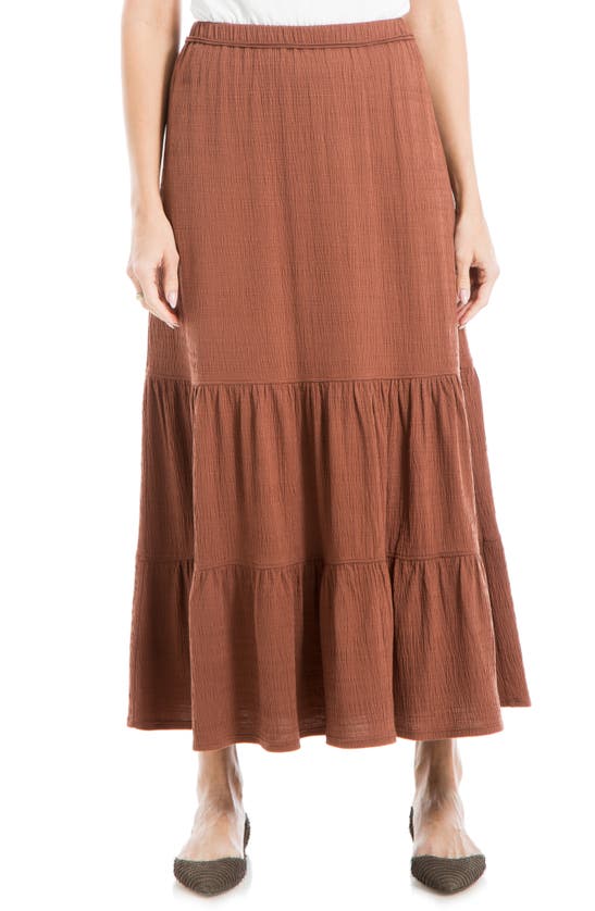 Max Studio Textured Knit Tiered Maxi Skirt In Brown