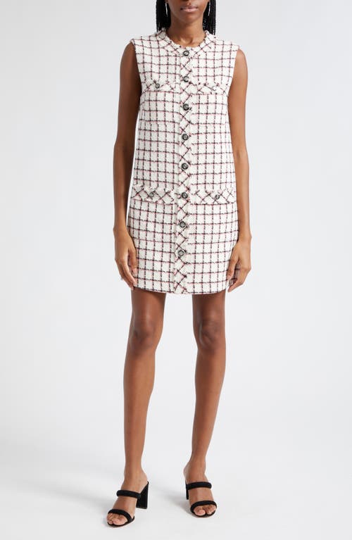 Veronica Beard Laurel Windowpane Plaid Sleeveless Tweed Minidress Ecru Multi at Nordstrom,