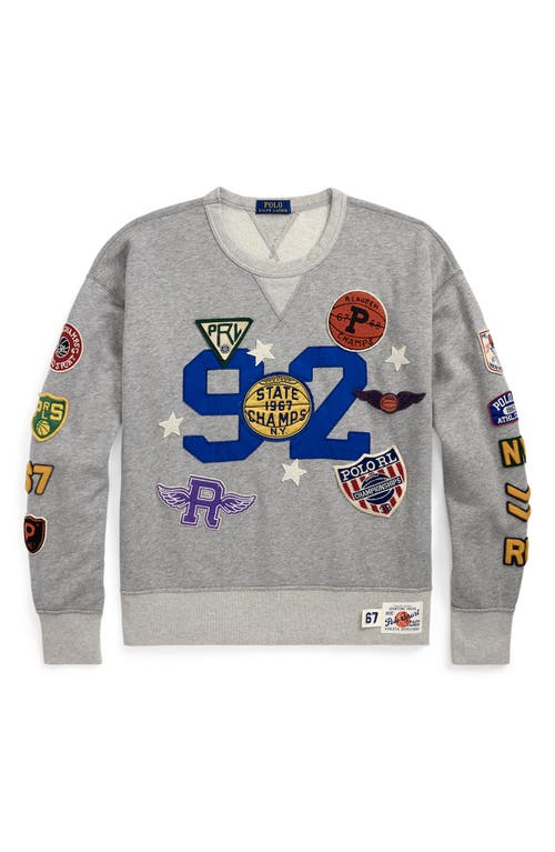 Shop Polo Ralph Lauren Basketball Appliqué Graphic Sweatshirt In Andover Heather