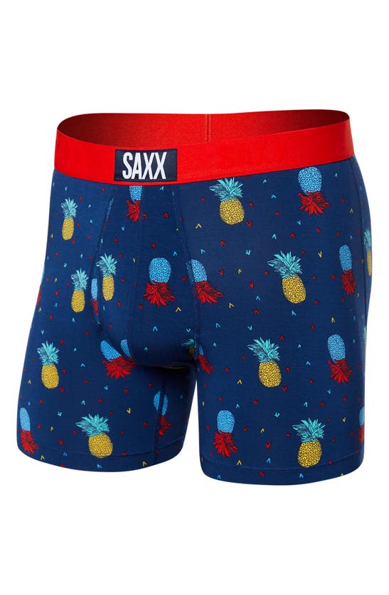 Saxx Pineapple Flip Ultra Super Soft Relaxed Fit Boxer Briefs In Pineapple Flip- Navy