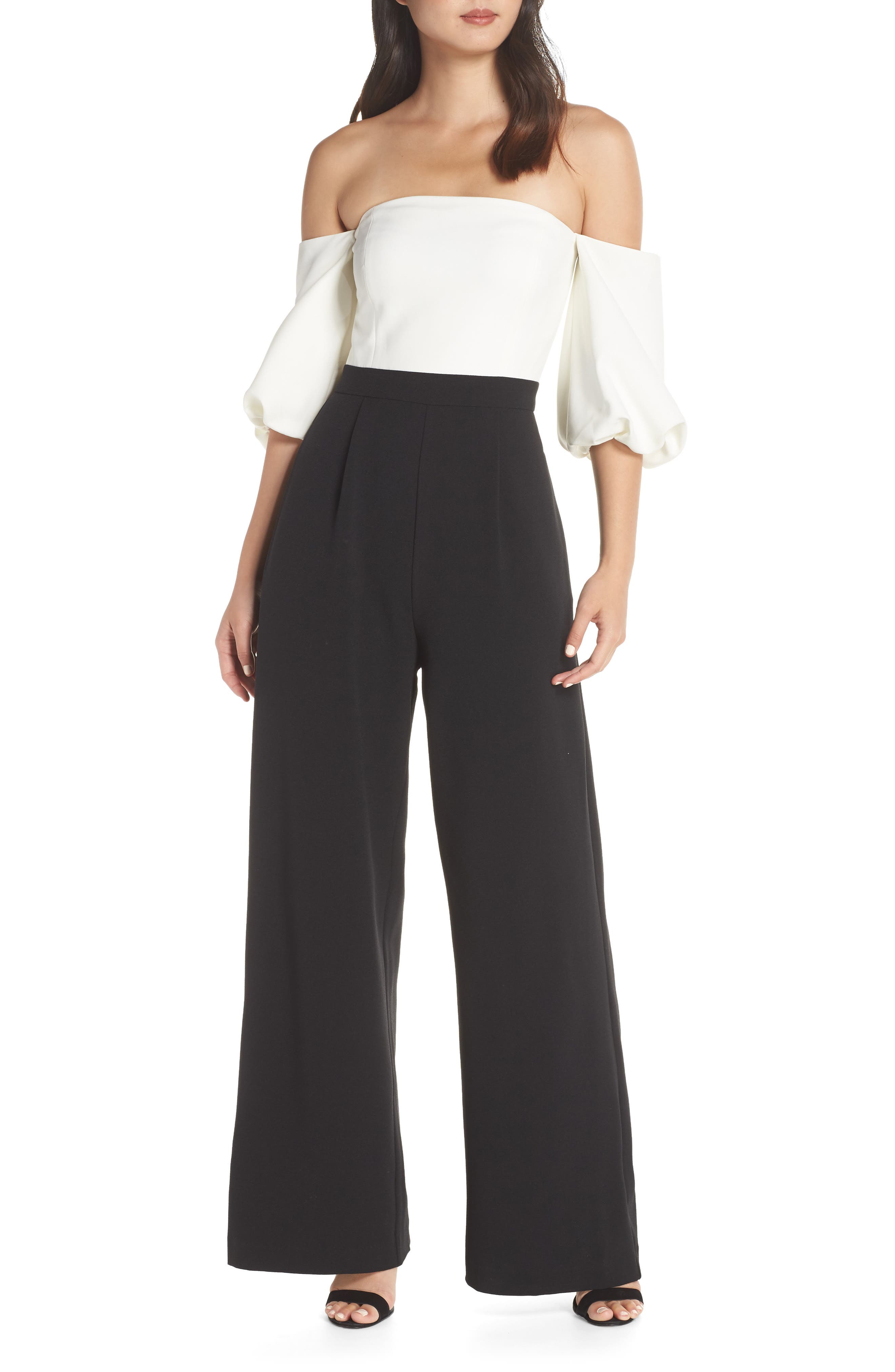 off the shoulder wide leg jumpsuit eliza j