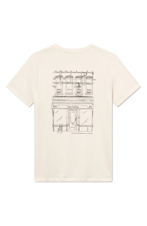 Shop Les Deux Neighborhood Cotton Graphic T-shirt In Ivory/black