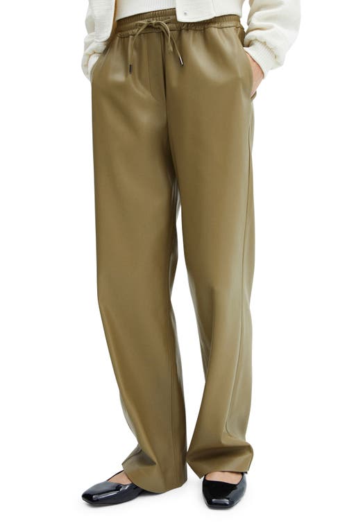 MANGO Pull-On Relaxed Faux Leather Pants Green at Nordstrom,