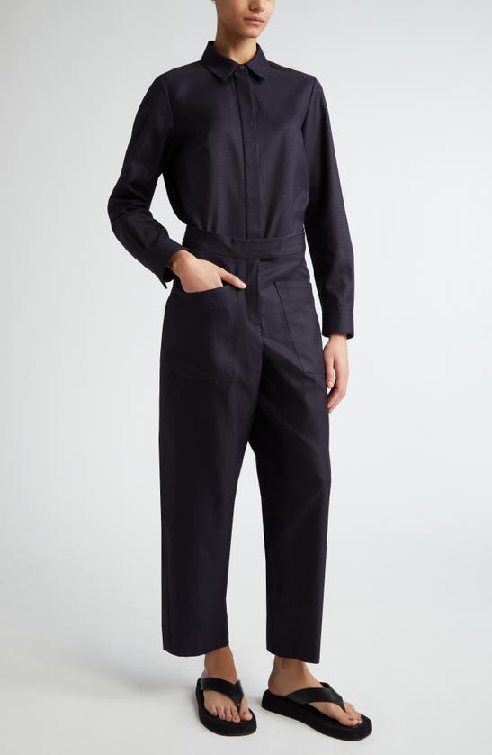 Partow Lara Cotton Jacquard Crop Button-up Shirt In Black