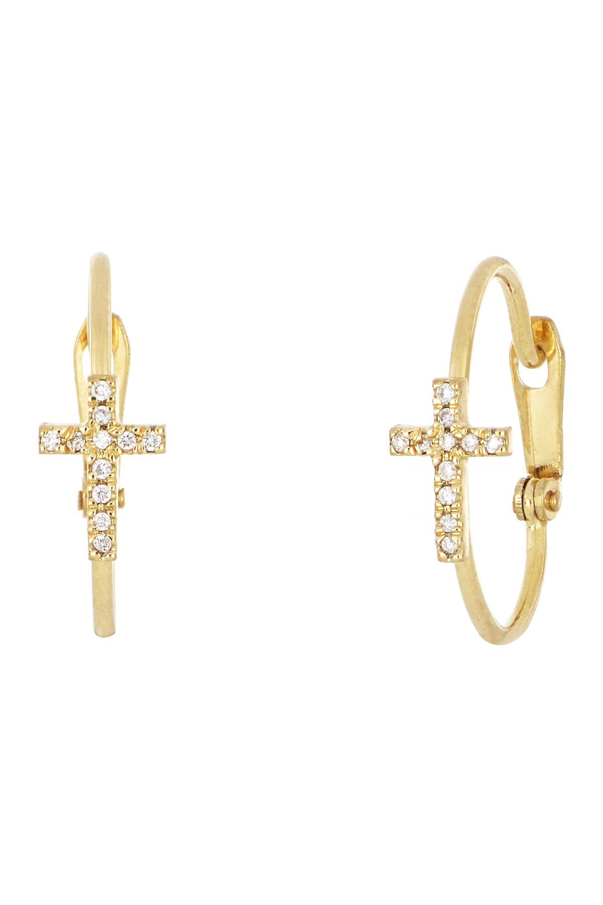 diamond cross hoop earrings