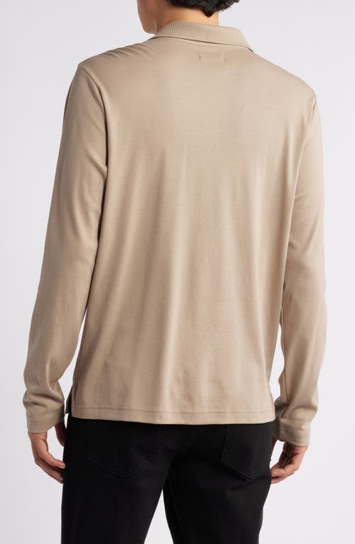 Shop Nordstrom Clean Long Sleeve Pima Cotton Polo In Tan Desert