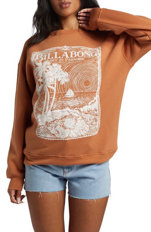 Billabong Paradise Is Here Graphic Cotton Blend Sweatshirt In Brown