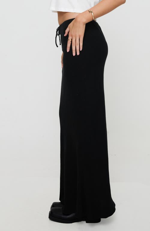 Shop Princess Polly Mercer Linen Blend Drawstring Maxi Skirt In Black