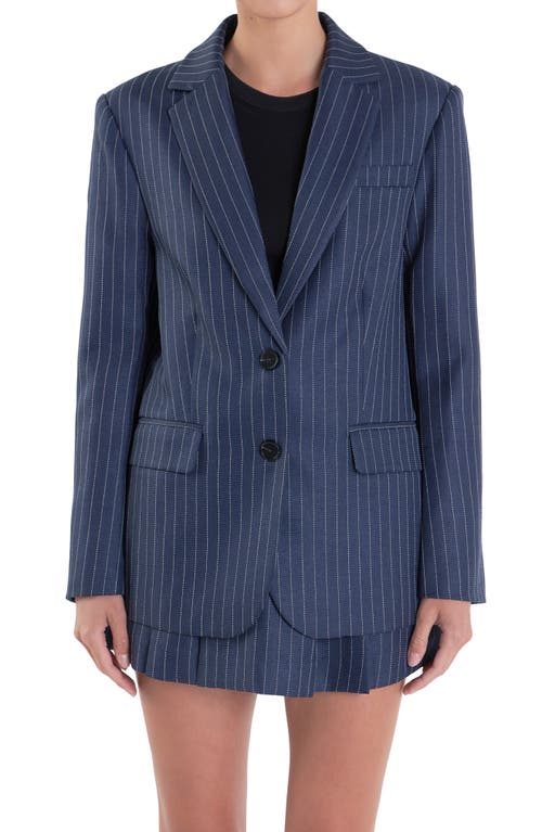English Factory Stripe Oversize Blazer In Navy