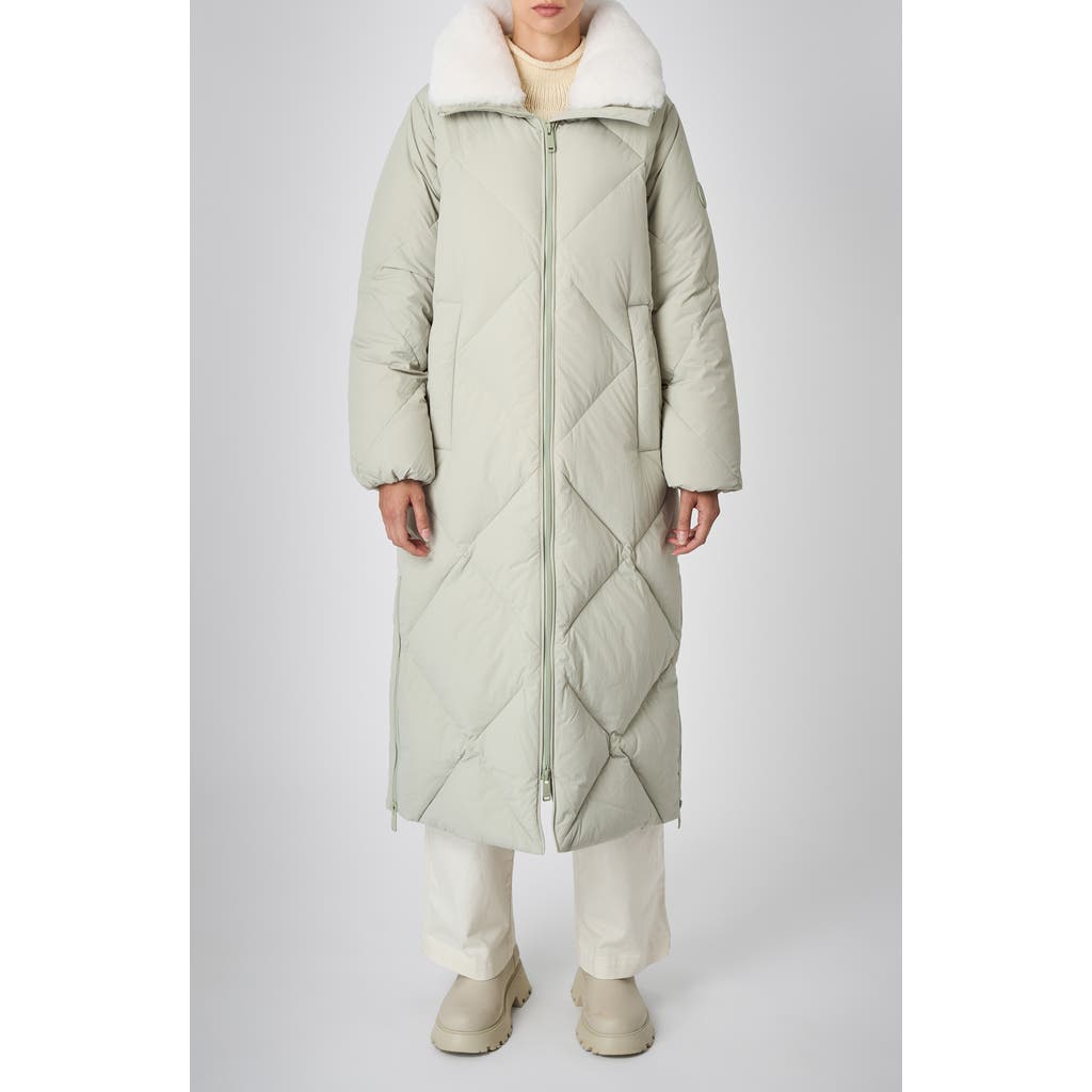 The Recycled Planet Company Dida Faux Fur Trim Water Repellent Down Puffer Coat In Desert Sage