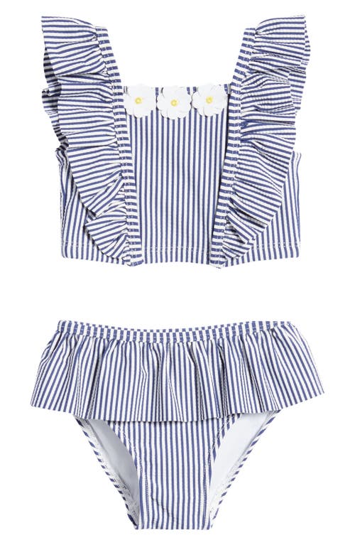 Little Me Daisy Stripe Two-Piece Swimsuit in Blue