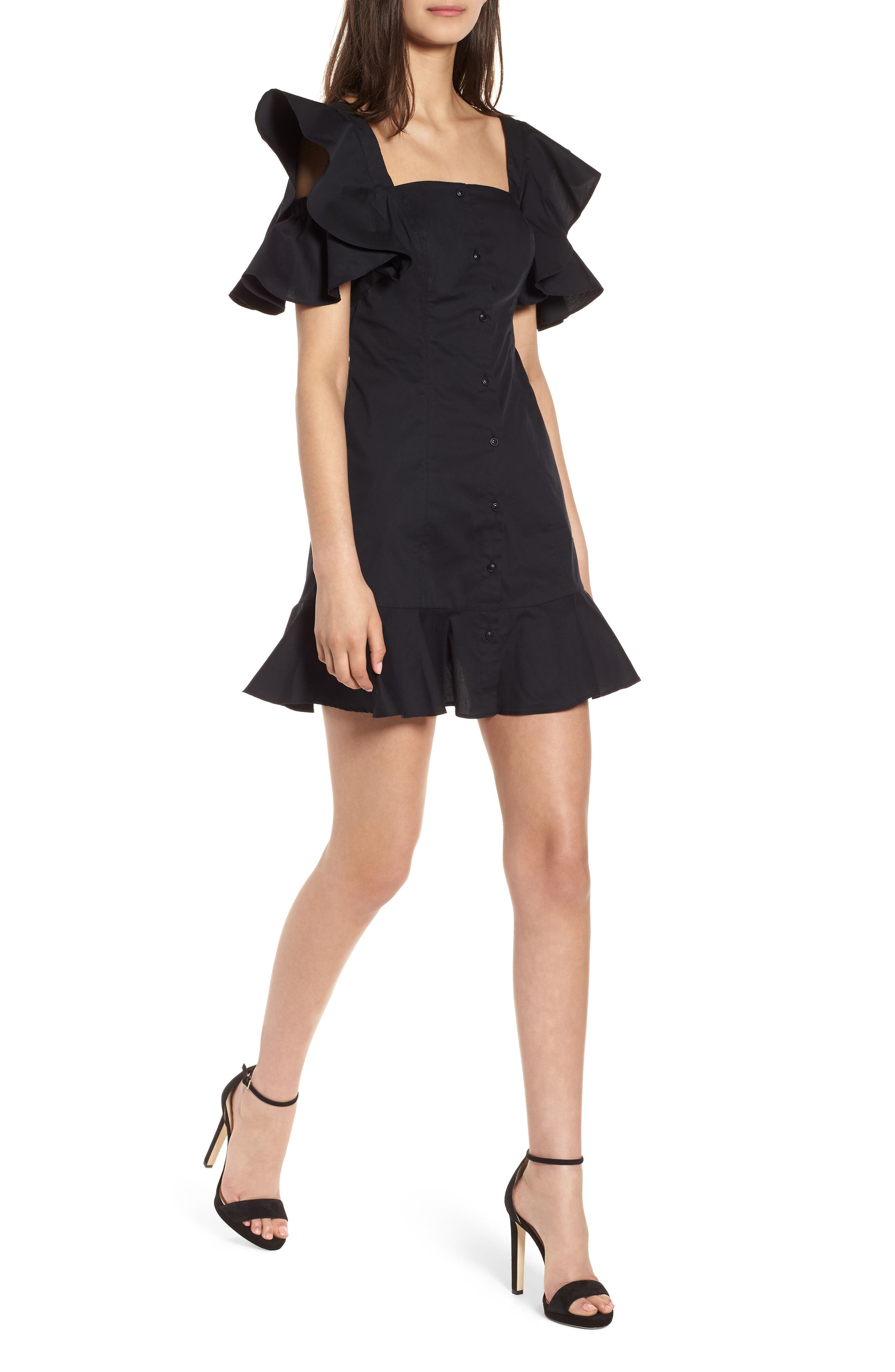 kendall kylie ruffle sleeve dress