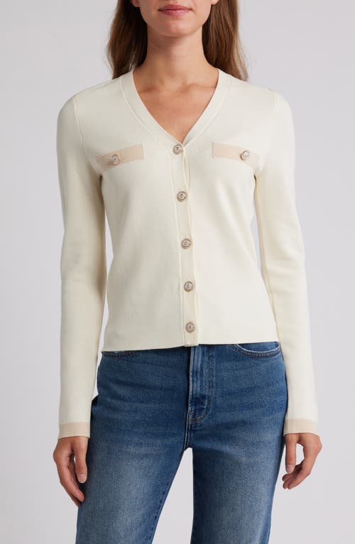 Shop Zoe And Claire Contrast Trim Cardigan In Ivory