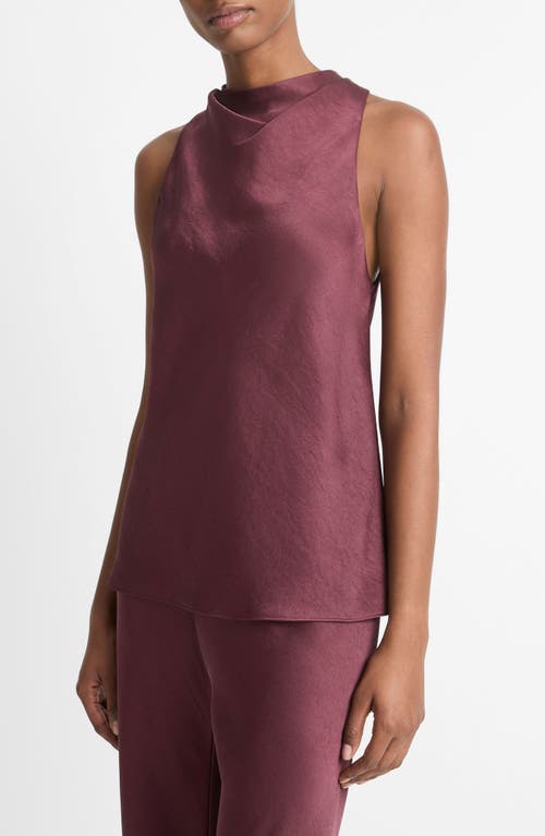 VINCE VINCE COWL NECK HAMMERED SATIN SLEEVELESS TOP 