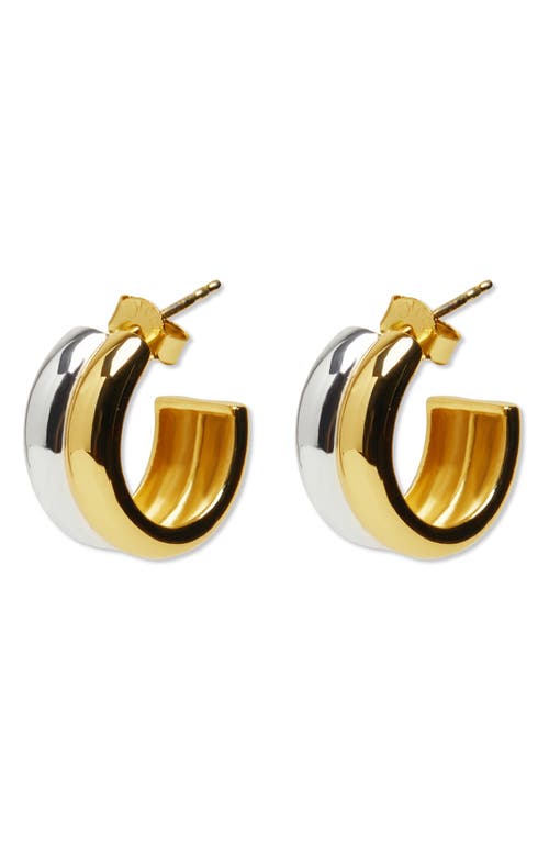 Shop Argento Vivo Sterling Silver Double Wide Hoop Earrings In Gold/silver