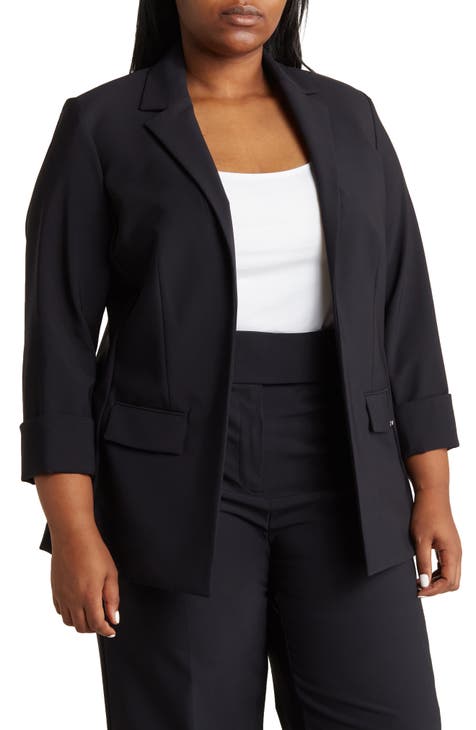 Max Studio Women's Plus Size Scuba Drape Front Jacket, Black, 1X :  : Clothing, Shoes & Accessories