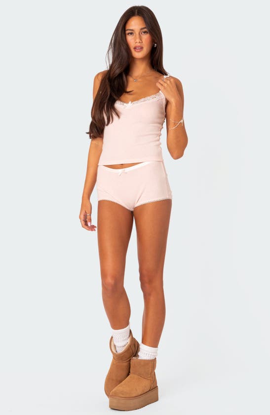 Edikted Women's Mariana Pointelle Micro Shorts In Light-pink