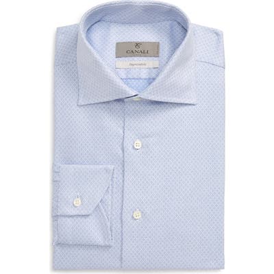 Canali Impeccabile Regular Fit Geometric Dress Shirt, Blue