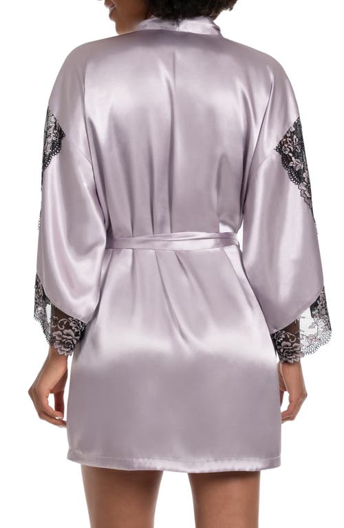 Shop In Bloom By Jonquil Ilana Lace Trim Satin Robe In Silver Lilac