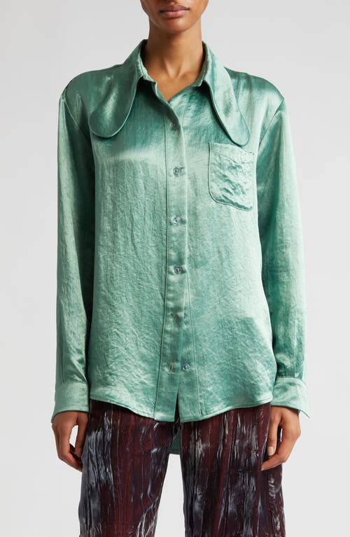 Bunny Collar Button-Up Shirt in Sage Green