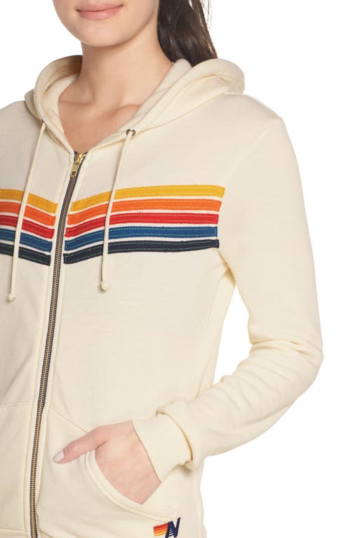 Shop Aviator Nation 5-stripe Zip Hoodie In Vintage White/rainbow