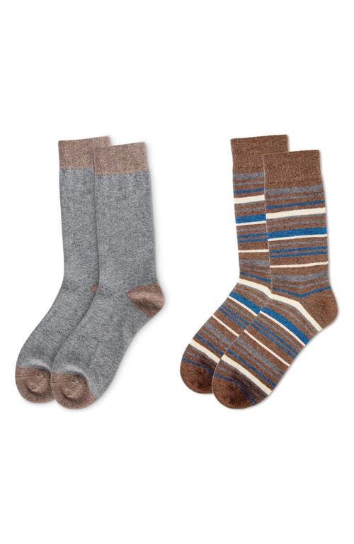 Memoi Assorted 2-pack Crew Socks In Brown Heather