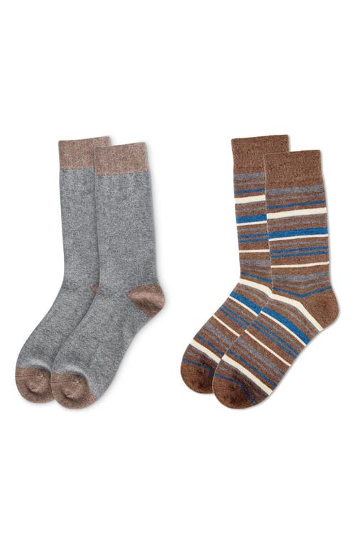 Shop Memoi Assorted 2-pack Crew Socks In Brown Heather