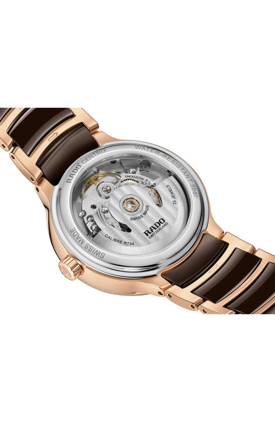 Shop Rado Centrix Open Heart Bracelet Watch, 35mm In Brown