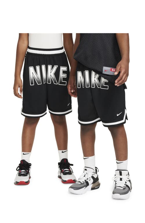 Nike Kids' Dri-fit Dna Mesh Basketball Shorts In Black/white