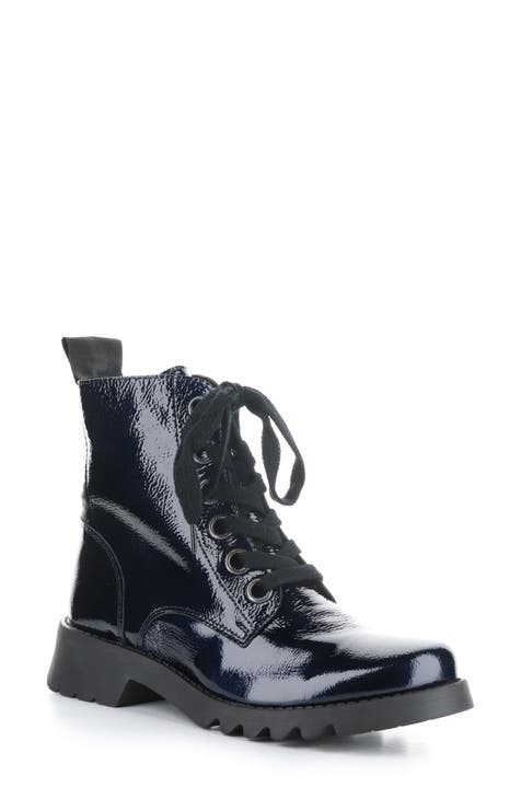 Blue combat boots womens hotsell