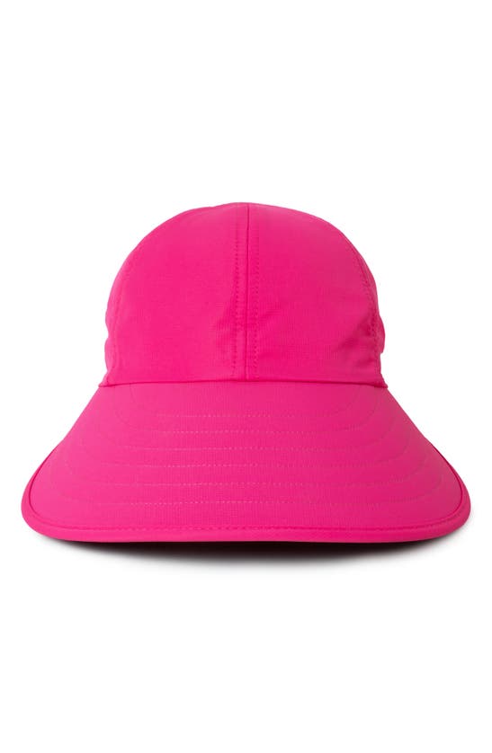 Shop David & Young Sunblocker Wide Brim Pony Tail Cap In Hot Pink
