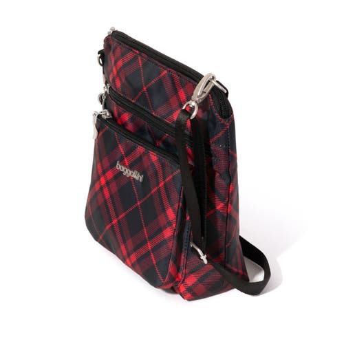 Shop Baggallini Modern Pocket Crossbody Bag In Crimson Tartan