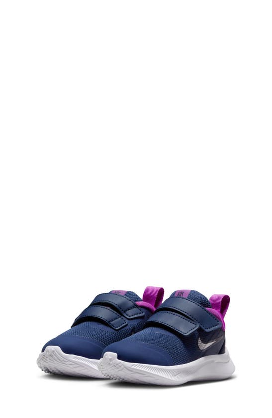 Nike Kids' Star Runner 3 Sneaker In Navy/ Silver/ Vivid Purple