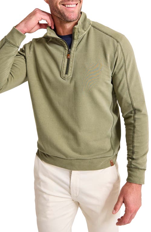 Shop Tommy Bahama Ben & Terry Half Zip Sweatshirt In Tea Leaf