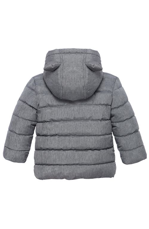 Rokka&rolla Baby Bear Fleece Hooded Puffer Jacket In Gray Textured