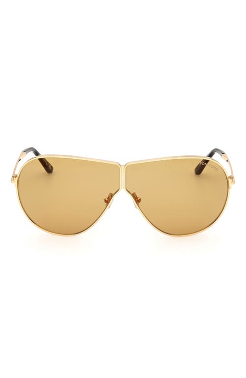 Shop Tom Ford Keating 71mm Oversize Pilot Sunglasses In Shiny Deep Gold/amber