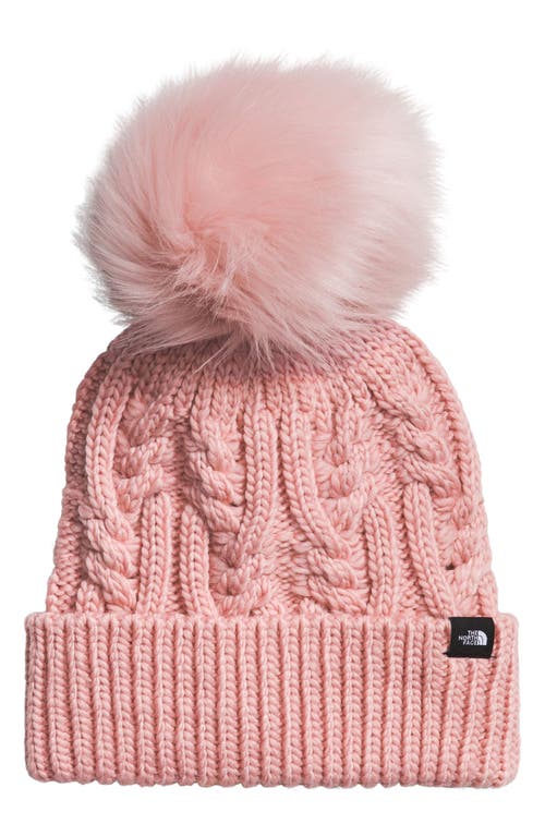 The North Face Kids Oh Mega Beanie with Faux Fur Pom in Pink Moss at Nordstrom