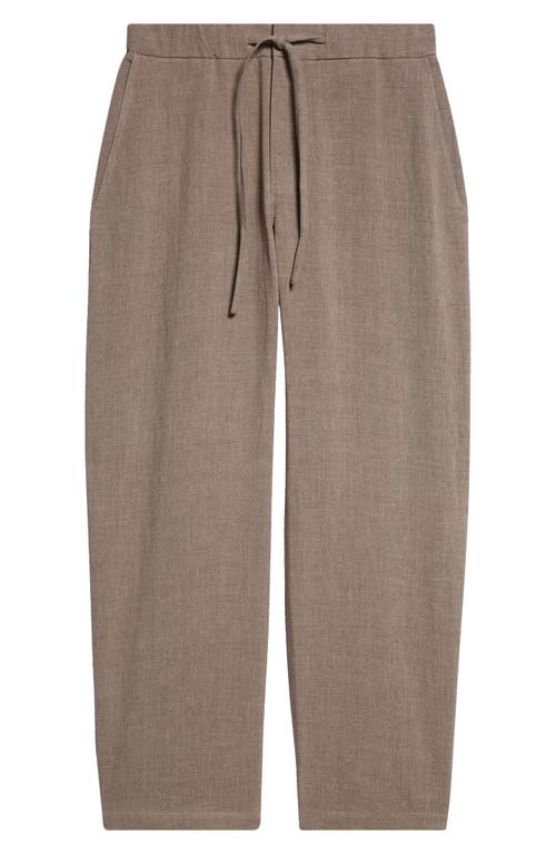 Lounge Drawstring Linen & Wool Trousers in Taupe